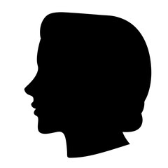 Monochrome Silhouette Depicting a Woman with Elegant and Classic Hairstyle Profile
