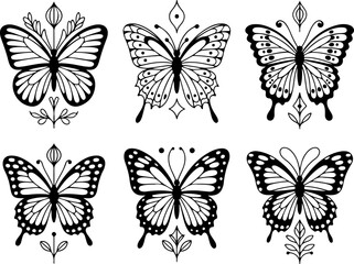 Fototapeta premium Butterfly Silhouette Bundle | Monarch SVG Clipart Set