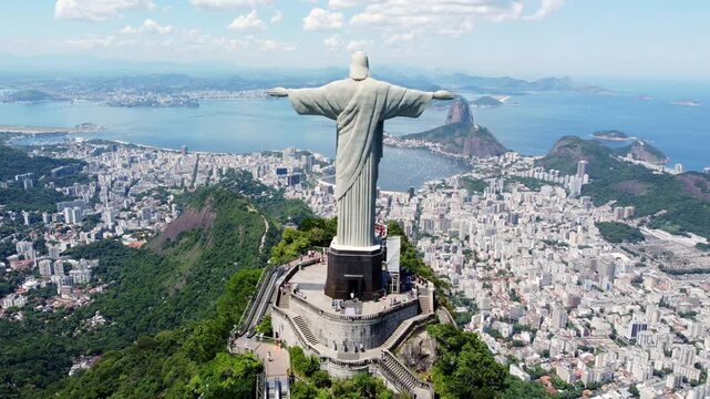 Aerial capture of scenic panorama of Rio de Janeiro, Brazil