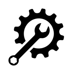 Gear and Wrench Icon Representing Repair, Maintenance, and Technical Support Services