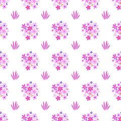 Seamless pattern minimalist repeating background with flowers. Fabric wallpaper print texture. Perfectly for backdrop, wrapped paper, linen.