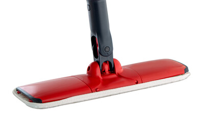 Red cleaning mop on transparent background, cleaning supplies for easy floor care