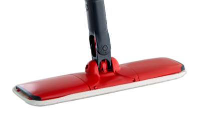 Red cleaning mop on transparent background, cleaning supplies for easy floor care