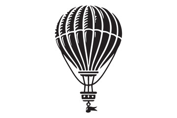 Naklejka premium Hot air balloon art silhouette vector on white background