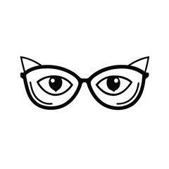 cat eye glasses vector illustration with eyes deta 