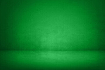 The floor and walls of the room use green as the background.