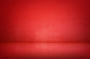 The floor and walls of the room are painted red as the background.