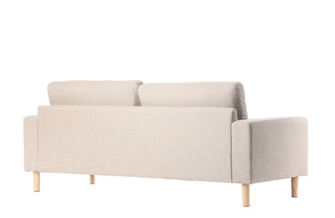 Comfortable beige sofa isolated on white background