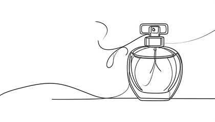 A continuous line drawing of a perfume bottle, elegantly rendered with flowing lines and a sense of grace.