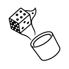 dice rolling out of cup vector on white background