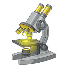Microscope isolated on white background science laboratory research equipment medical biology technology instrument optical education scientific experiment tool biotechnology