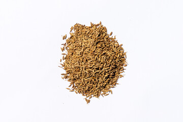 Organic Cumin Seeds Jeera Culinary Spice on White Background