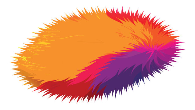 Vector art of vibrant fluffy abstract shape with colorful fur texture isolated on white