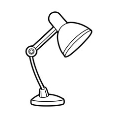 flexible desk lamp line art illustration on white background