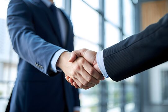 Business handshake deal meeting partnership agreement success collaboration concept closeup shot