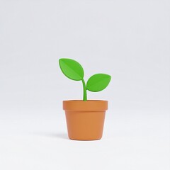 Fototapeta premium 3D illustration of green plant in ceramic flower pot isolated on clean white background for modern design