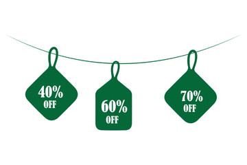 Discount icon set. special discount percentage tag vector symbol.