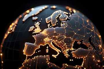 Europe network connection concept digital world map technology illustration design art