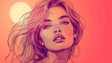 Fototapeta premium sexy head, pastel background, simplified and minimalistsexy head, pastel background, simplified and minimalist