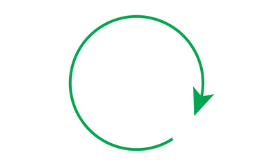Green Circular Arrow Icon - Clockwise Rotate, Refresh, and Recycle Symbol on Transparent Background