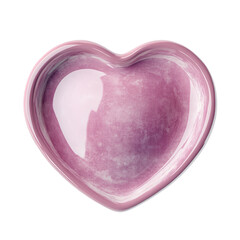 pink heart shaped ceramic bowl isolated on white or transparent background
