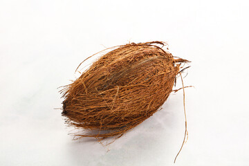 Natural exotic brown hairy coconut