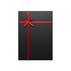 Black gift box with a thin red ribbon