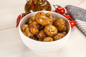 Baked mini potato with herbs