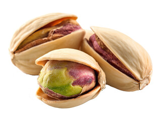 Pistachio and Red Bean Filled Pistachio Nut with Open Shells on White Background