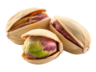Pistachio and Red Bean Filled Pistachio Nut with Open Shells on White Background