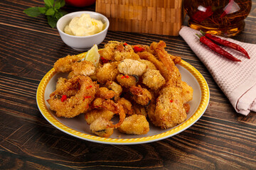Fritto misto - deep fried seafood mix