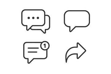 Set of communication and chat icons including message notification and reply
