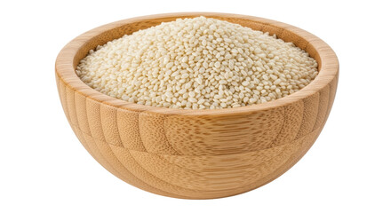 Isolated Quinoa in Wooden Bowl