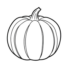 outline drawing of a pumpkin isolated on white background