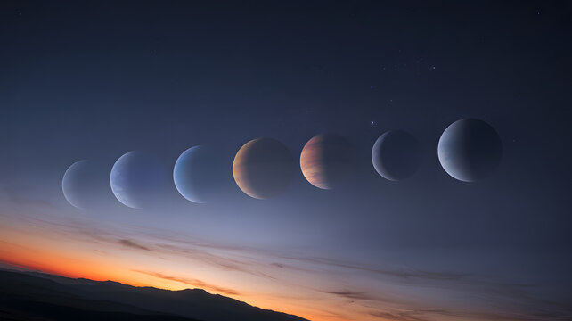 Sequence of a lunar eclipse showing the moon s phases during the event