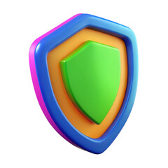 3d colorful shield icon isolated on transparent background
