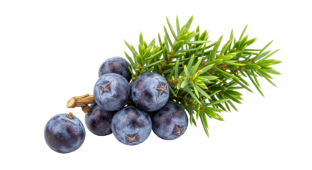 Isolated Juniper Berries on Branch