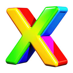 Obraz premium 3d colorful letter x isolated on transparent background