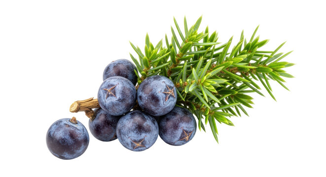 Isolated Juniper Berries on Branch