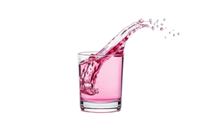 Isolated Pink Water Splash in Glass