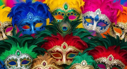 Vibrant Venetian Masquerade Masks Festive Celebration Elegance