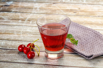 Sweet cherry juice in the glass