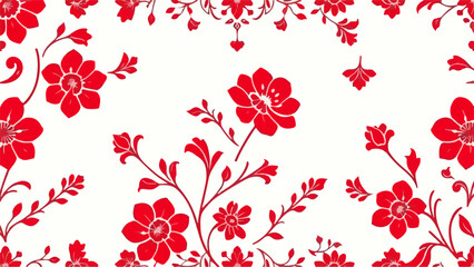 Seamless pattern with red flowers