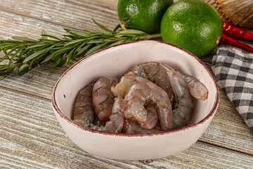 Raw peeled shrimp for cooking
