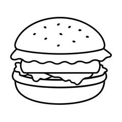 simple burger drawing on white background
