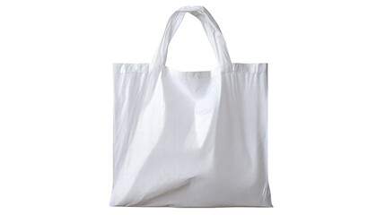 Isolated white tote bag transparent background with handles and simple design for eco friendly
