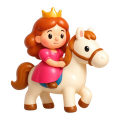 Obraz premium PNG Princess riding cute toy horse.