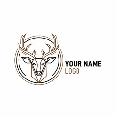 Deer Head Logo with Line Art, Geometric, and Branding.