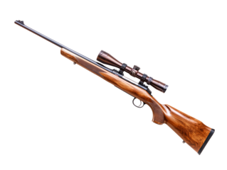 A high-angle, photorealistic study presents a meticulously crafted rifle