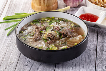 Vietnamese Pho Bo soup with beef